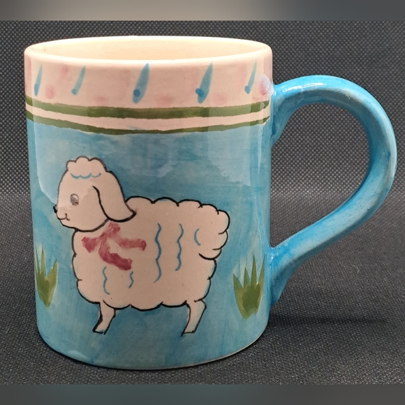 Set  Vintage Handpainted World Bazaars Ceramic EASTER LAMB Plate and Mug Spring - Picture 7 of 12